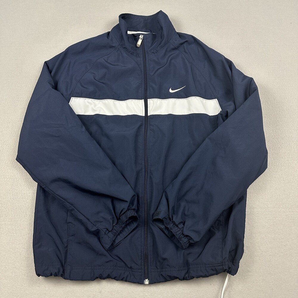 Nike Sportswear Track Jacket Men Large Blue Full Zip Windbreaker Athletic L